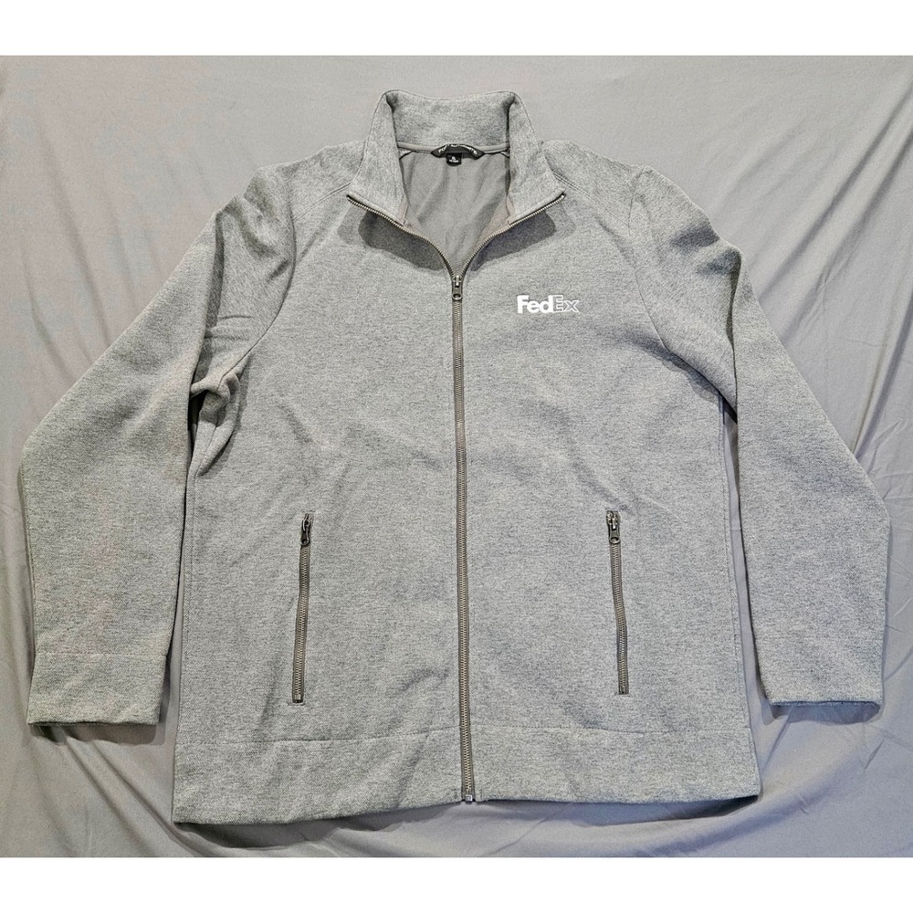 Port Authority Full Zip Jacket Mens XL Gray FedEx Logo Mock Neck